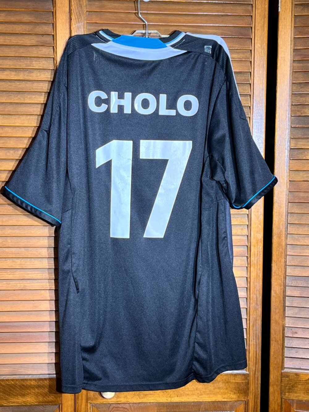 CHELSEA FC Soccer Jersey Mens Medium Black Blue Samsung Cholo 17 19x32
